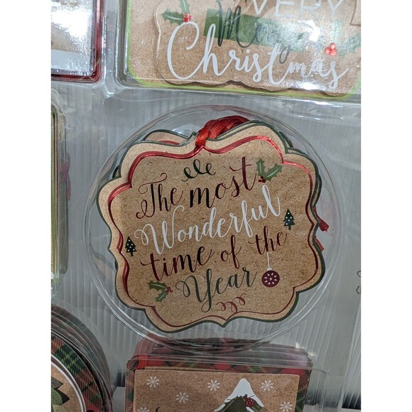 128 Pcs Kraft Paper 3D Foil Country Christmas Gift Tags with String for Presents - Picture 3 of 6